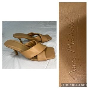 Anne Michelle Camel Heeled Sandals size 7.5